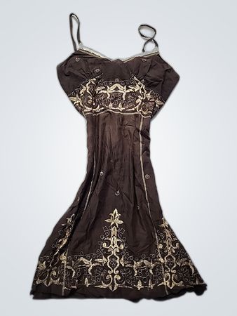 Brown Embroidered Dress