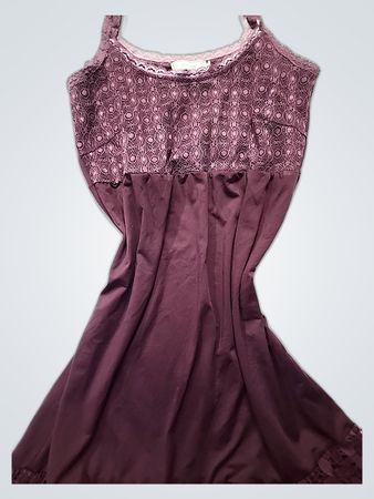 Burgundy Lace Trim Chemise