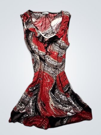 Women's Red and Black Patterned Top