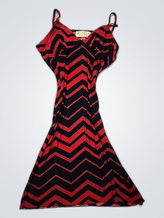 ADLC Black and Red Zigzag Slip Dress