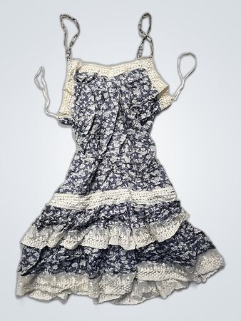Blue Floral Crochet Dress