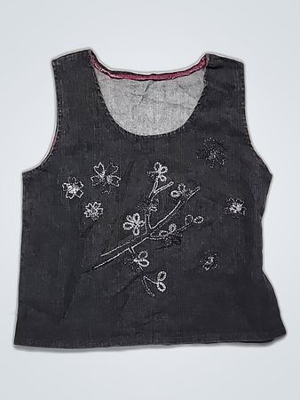 Unbranded Denim Waistcoat with Floral Embroidery