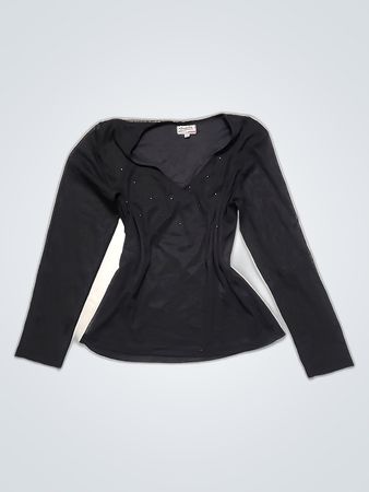 Guess Black Long-Sleeve V-Neck Blouse