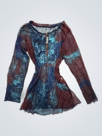 Sheer Printed Long Sleeve Blouse