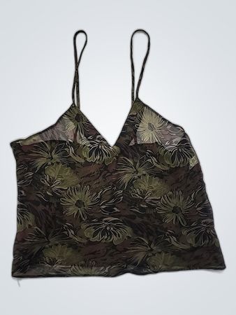 Printed Sheer V-Neck Camisole Top