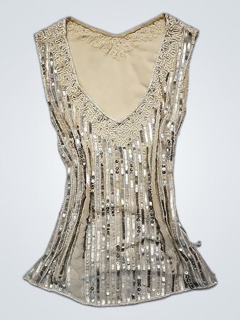 Sequined Lace V-Neck Blouse