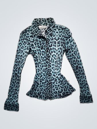 Look Leopard Print Long Sleeve Blouse