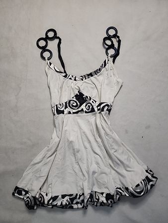 Unbranded White Mini Dress with Black Strap Rings