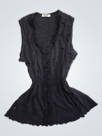 Zara Black Sleeveless Ruffle Blouse