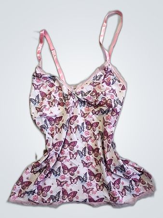 Pink Butterfly Print Lace Camisole