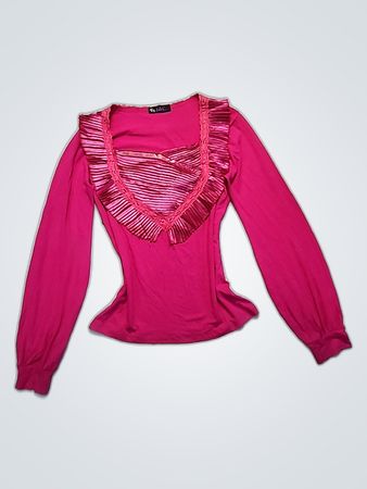 L.A. Ruffle Blouse Pink Long Sleeve
