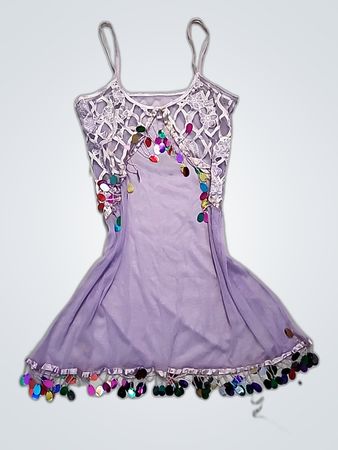 Purple Lace Sequined Mini Dress