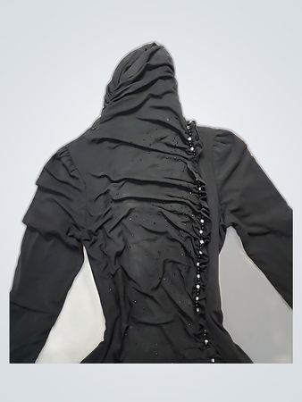 Unbranded Black Ruffled Hooded Knit Top