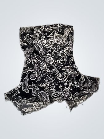 Black and White Floral Off-the-Shoulder Top