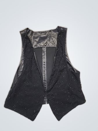 Zara Black Leather Sequin Waistcoat