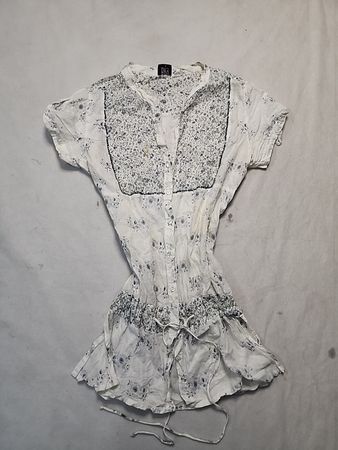 White Embroidered Short Sleeve Blouse