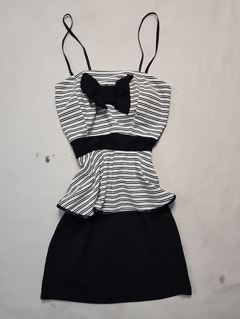 Unbranded Striped Bow Detail Mini Dress