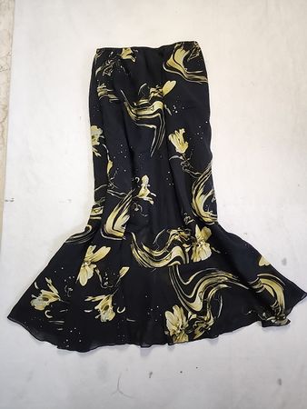 Black Gold Floral Print Maxi Skirt