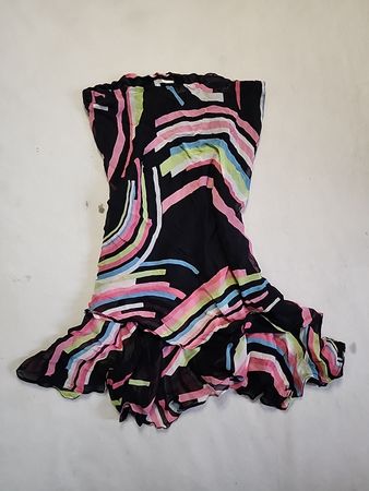 Multicolor Striped Strapless Ruffle Blouse