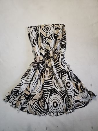 Unbranded Black and White Abstract Print Strapless Mini Dress