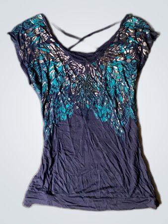 Teal Peacock Print Sleeveless Top