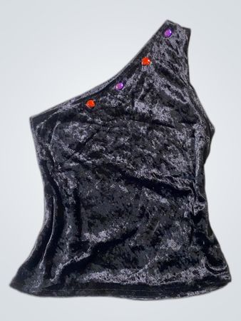 Black Velvet Top with Rhinestones