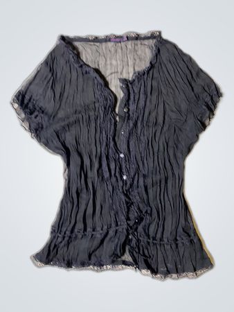 Reserved Black Sheer Button-Down Blouse