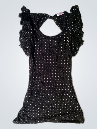 Orsay Black Polka Dot Ruffle Shoulder Top