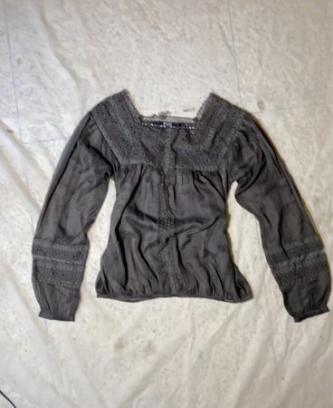 Grey Long Sleeve Blouse