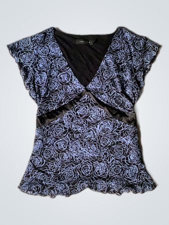 Simply Vera Blue Rose Print Sleeveless Blouse