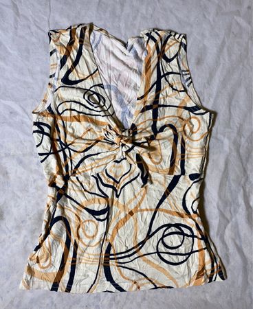 Unbranded Abstract Swirl Print Sleeveless Wrap Top