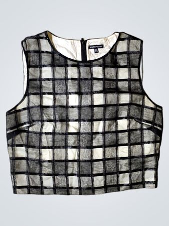Warehouse Checkered Sleeveless Blouse