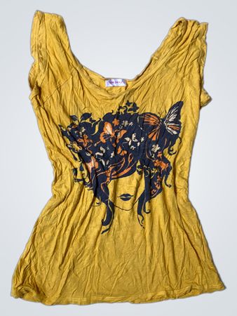 Orsay Yellow Graphic Sleeveless Top