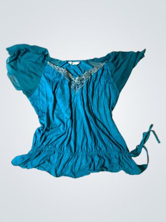 NU Turquoise Lace Embellished Blouse