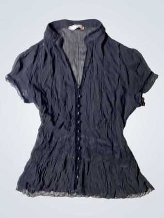 Zara Black Ruffled Chiffon Blouse