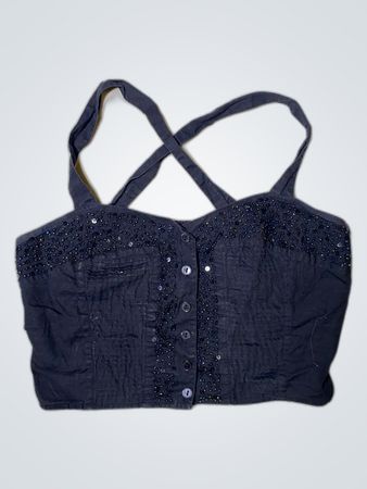 Black Beaded Cropped Top