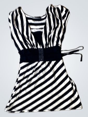 Mango Black and White Striped Blouse