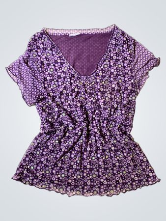 Esprit Purple Floral V-Neck Blouse