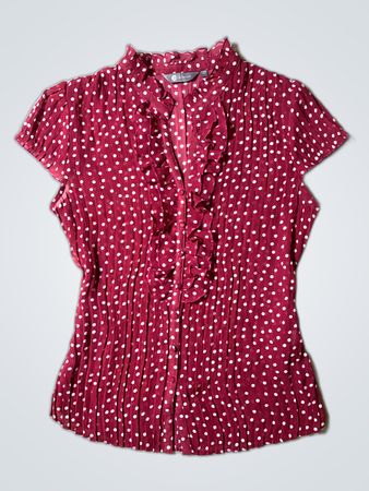 Giovanni Ruffled Polka Dot Blouse