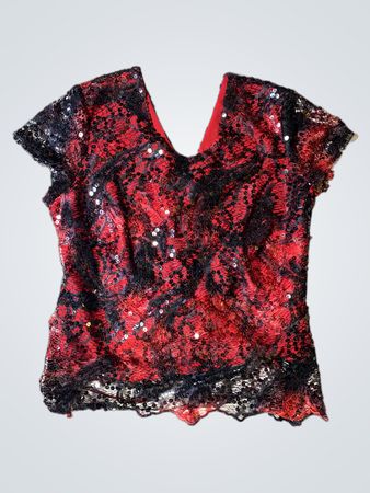 Red and Black Lace Top
