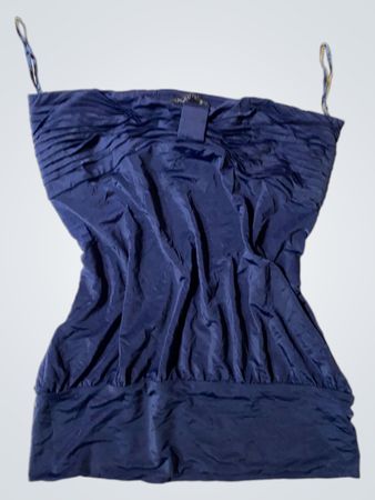 Zara Navy Pleated Bandeau Top