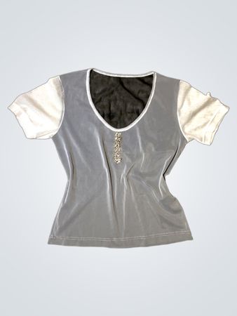 Gray and White Women's Top