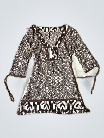 Brown and White Patterned Top