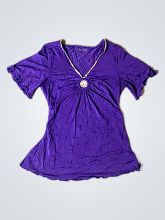 Purple Blouse with Embellished Neckline