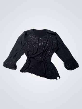 Black Sequined Long Sleeve Top