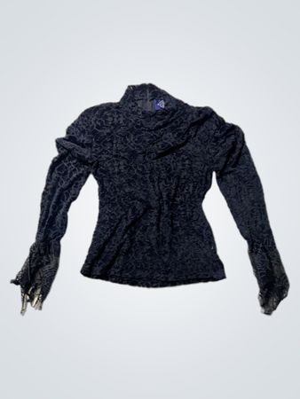 Romb Navy Blue Lace Blouse