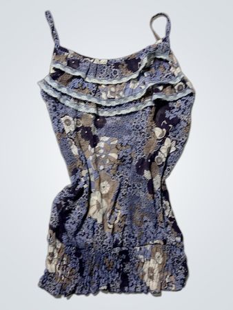 Blue Floral Ruffled Top