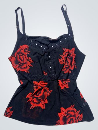 Black and Red Rose Camisole