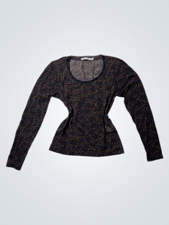 MORE& MORE Long-Sleeve Leopard Print Top
