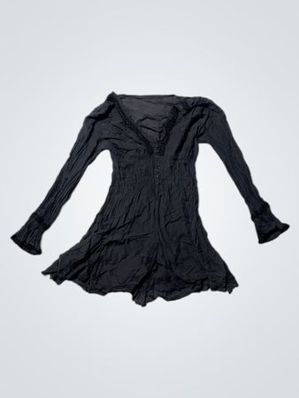 Black Lace Trim Long Sleeve Blouse